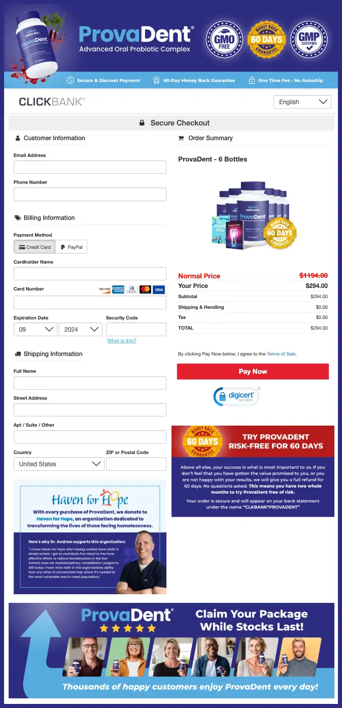 ProvaDent Official Website Secure Order Page